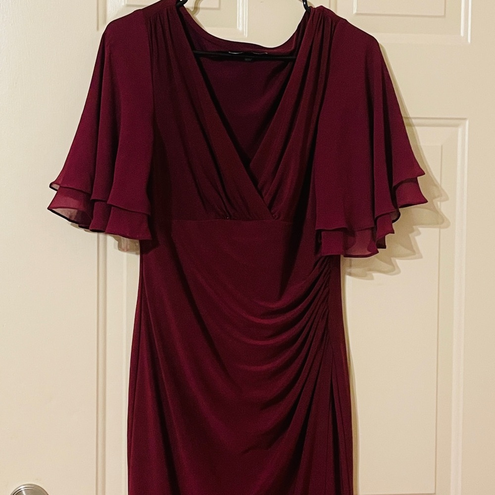 Lauren Ralph Lauren Burgundy Long Sleeve Dress